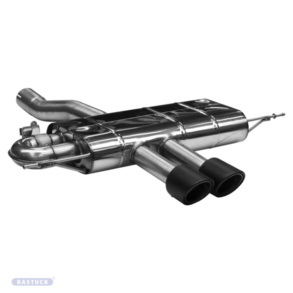 Doppel-Endrohr mittig 2x Ø 100 mm Carbon 30° schräg geschnitten mit Abgasklappe