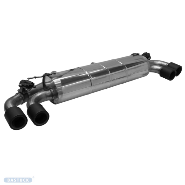 Double Tailpipe LH+RH 2x Ø 90 mm Carbon 30° angled cut with flap control