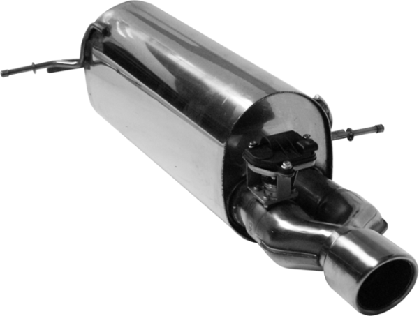 Einfach-Endrohr 1x Ø 90 mm 20° schräg geschnitten mit Lippe und Abgasklappe