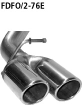 Doppel-Endrohr LH 2x Ø 76 mm 20° schräg geschnitten mit Lippe