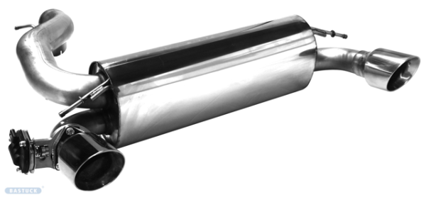 Einfach-Endrohr LH+RH 1x Ø 100 mm 30° schräg geschnitten mit Abgasklappe