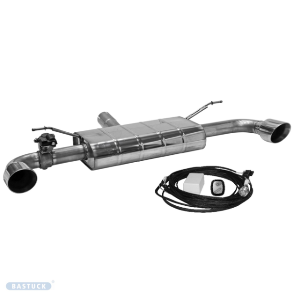 Einfach-Endrohr LH+RH 1x Ø 100 mm 30° schräg geschnitten mit Klappensteuerung