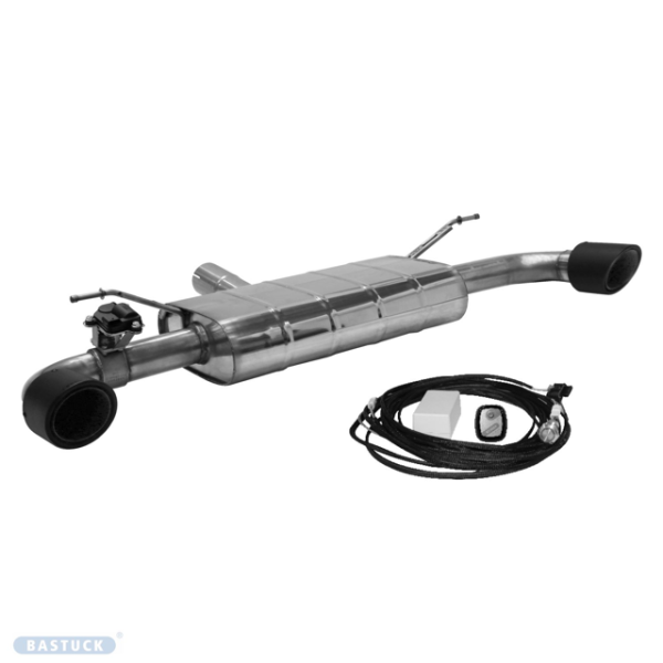 Einfach-Endrohr LH+RH 1x Ø 100 mm Carbon 30° schräg geschnitten mit Klappensteuerung