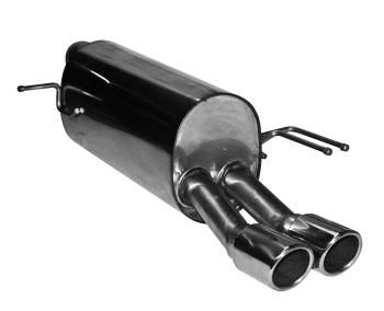 Double Tailpipe 2x Ø 76 mm RH 20° angled cut with inward curl