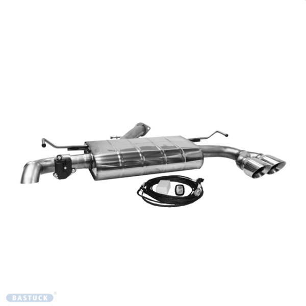 Double Tailpipe 2x Ø 90 mm 30° angled cut with exhaust flap - not for Fastback