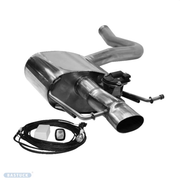 Einzel-Endrohr oval 90 x 60 mm für Serien-Heckschürze mit Abgasklappe