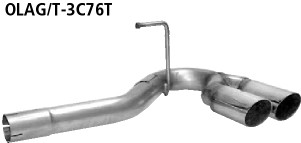 Double Tailpipe LH+RH 2x Ø 76 mm