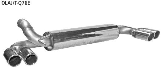 Doppel-Endrohr LH+RH 2x Ø 76 mm 20° schräg geschnitten