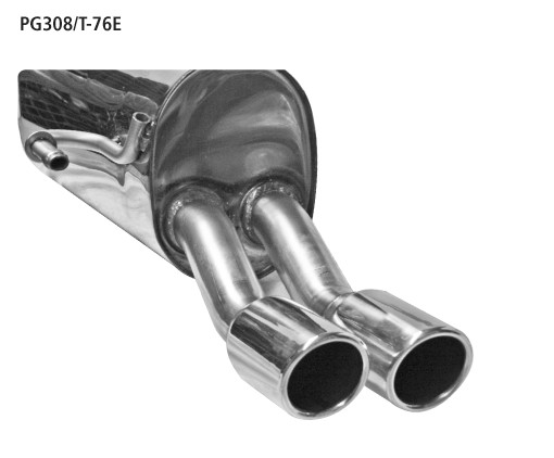 Double Tailpipe 2x Ø 76 mm 20° angled cut with inward curl - w/o GTI