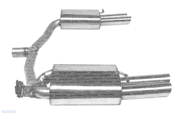 Doppel-Endrohr LH+RH 2x Ø 76 mm 20° schräg geschnitten - mit Abgasklappe