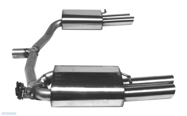 Doppel-Endrohr LH+RH 2x Ø 76 mm 20° schräg geschnitten - mit Abgasklappe