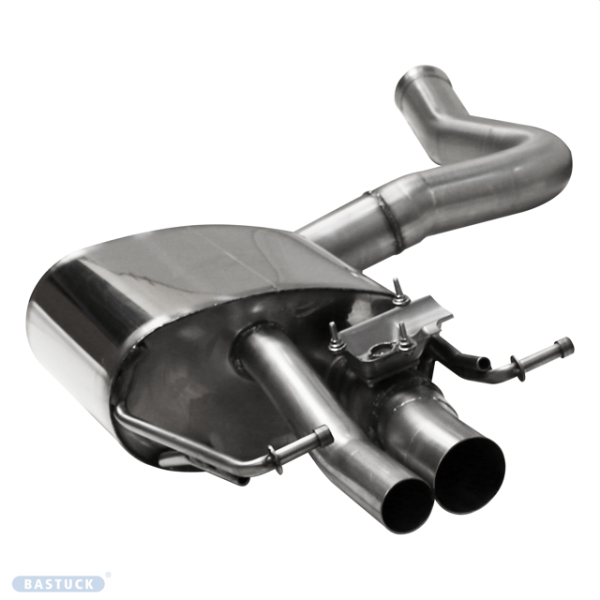 Double Tailpipe 1x Ø 63 mm/ 1x Ø 44 mm for Models with original exhaust flap + standard rear apron - with exhaust flap