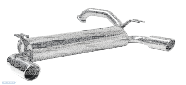 Single Tailpipe LH+RH 1x Ø 90 mm 20° angled cut with inward curl