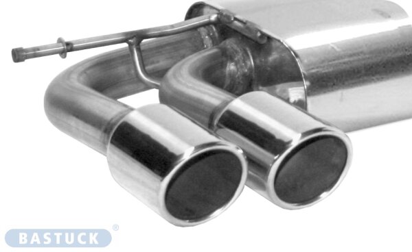 Double Tailpipe LH 2x Ø 76 mm 20° angeld cut with inward curl