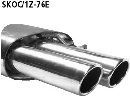 Double Tailpipe 2x Ø 76 mm 20° angled cut with inward curl