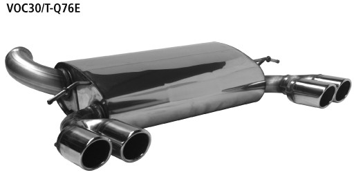 Double Tailpipe LH+RH 2x Ø 76 mm 20° angled cut with inward curl